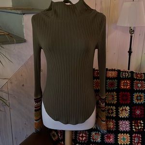 Free People Sweater Green Cowl Neck Thermal